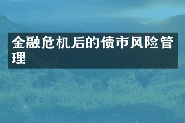 金融危机后的债市风险管理