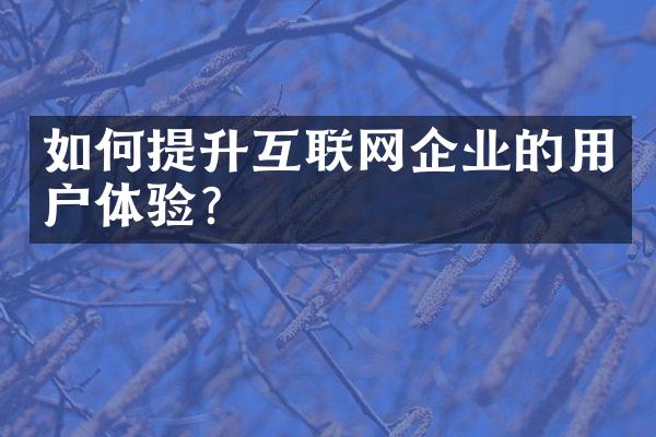 如何提升互联网企业的用户体验？