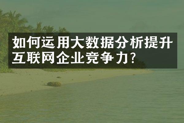 如何运用大数据分析提升互联网企业竞争力？