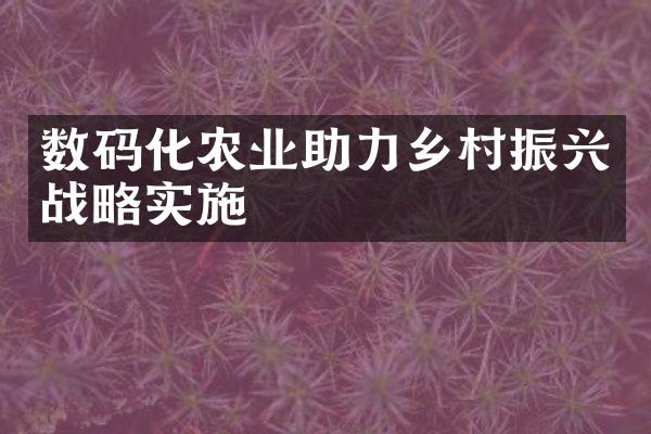 数码化农业助力乡村振兴战略实施