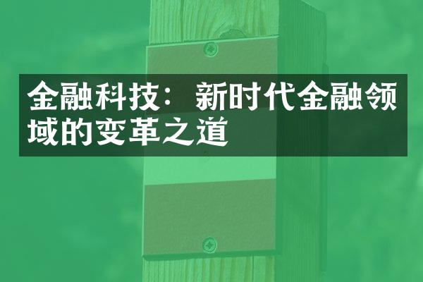 金融科技：新时代金融领域的变革之道