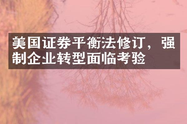 美国证券平衡法修订，强制企业转型面临考验