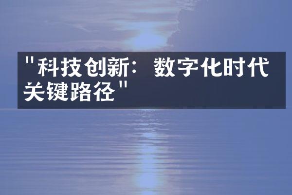 "科技创新：数字化时代的关键路径"