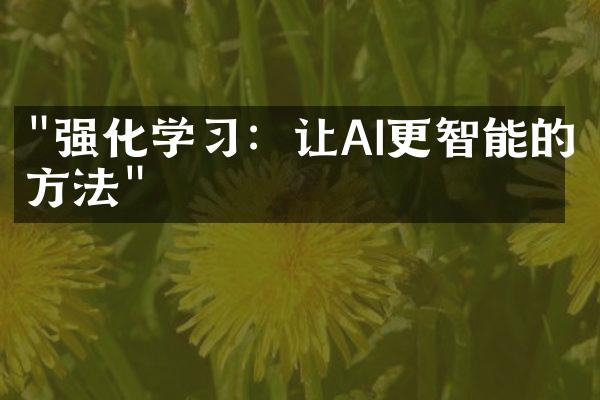 "强化学习：让AI更智能的方法"