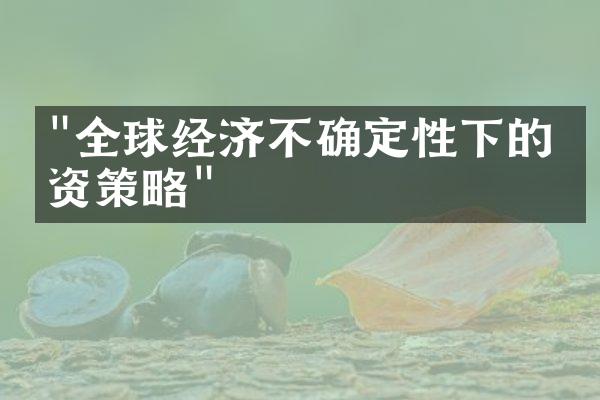 "全球经济不确定性下的投资策略"