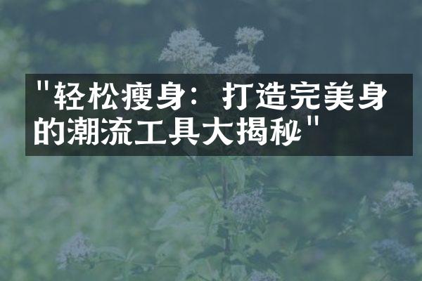 "轻松瘦身：打造完美身材的潮流工具大揭秘"