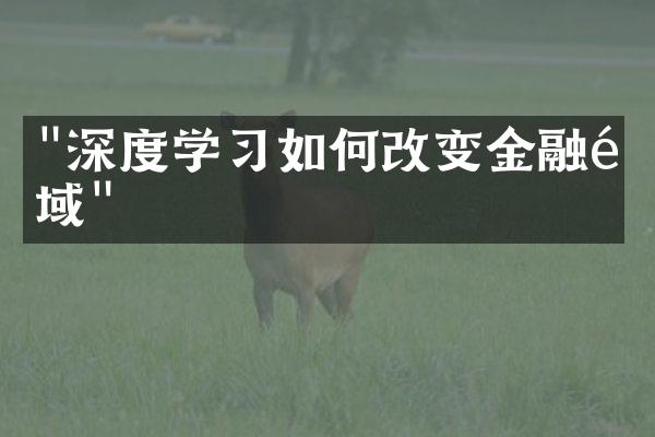 "深度学习如何改变金融领域"