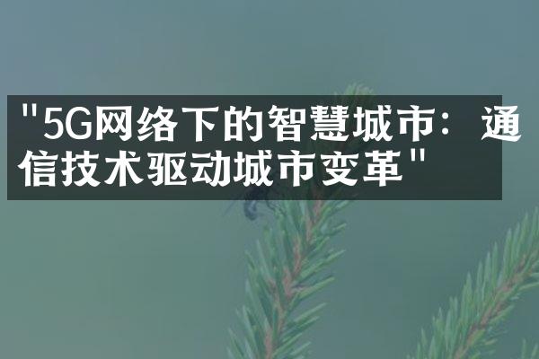 "5G网络下的智慧城市：通信技术驱动城市变革"