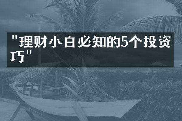 "理财小白必知的5个投资技巧"