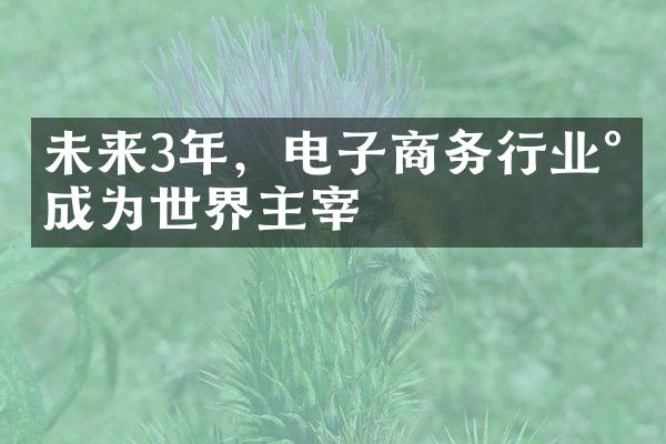 未来3年，电子商务行业将成为世界主宰