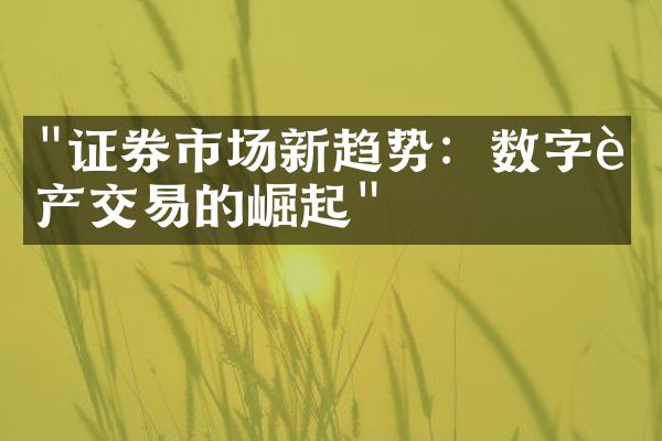 "证券市场新趋势：数字资产交易的崛起"