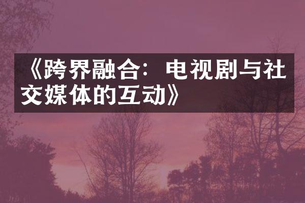 《跨界融合：电视剧与社交媒体的互动》