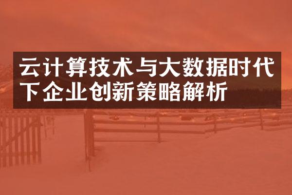 云计算技术与大数据时代下企业创新策略解析