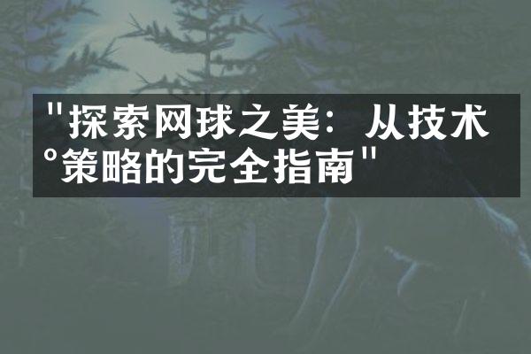 "探索网球之美：从技术到策略的完全指南"