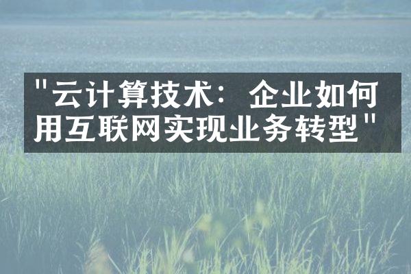 "云计算技术：企业如何利用互联网实现业务转型"