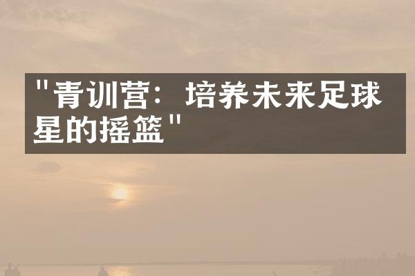 "青训营：培养未来足球之星的摇篮"