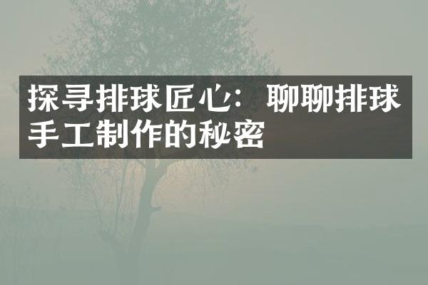 探寻排球匠心：聊聊排球手工制作的秘密