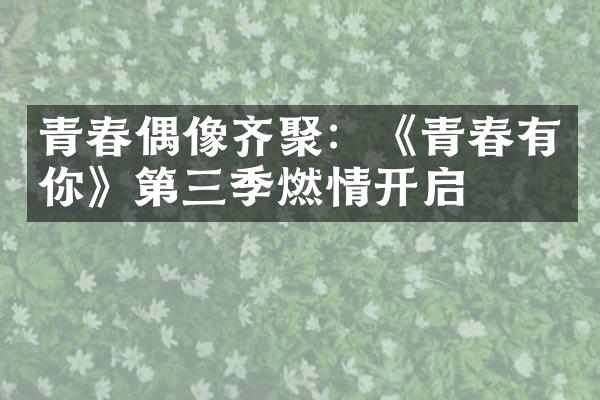 青春偶像齐聚：《青春有你》第三季燃情开启