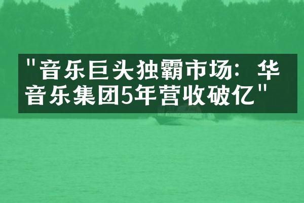 "音乐巨头独霸市场：华纳音乐集团5年营收破亿"