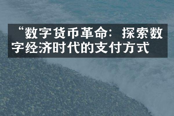 “数字货币革命：探索数字经济时代的支付方式”