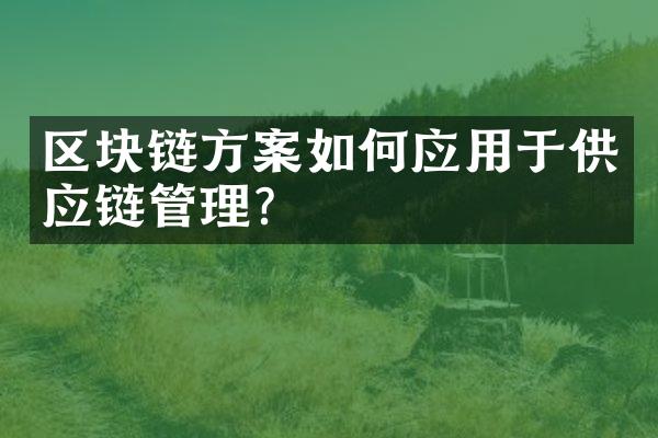 区块链方案如何应用于供应链管理？