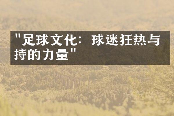 "足球文化：球迷狂热与支持的力量"