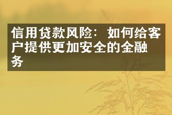 信用贷款风险：如何给客户提供更加安全的金融服务