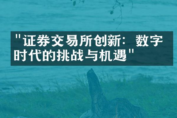 "证券交易所创新：数字化时代的挑战与机遇"