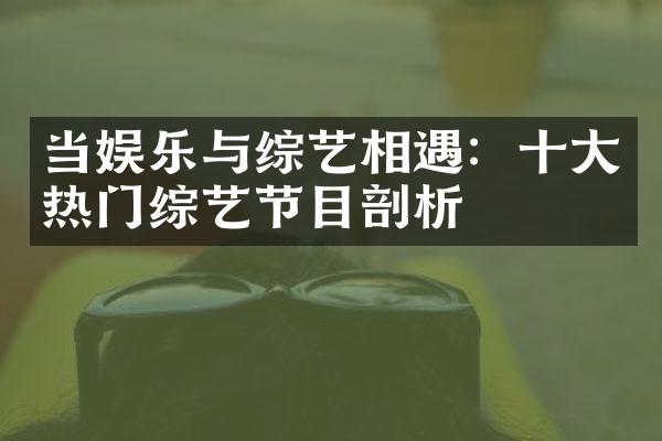 当娱乐与综艺相遇：热门综艺节目剖析