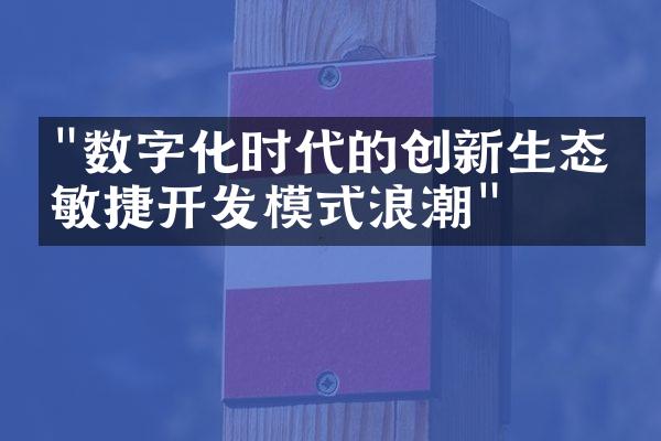 "数字化时代的创新生态：敏捷开发模式浪潮"