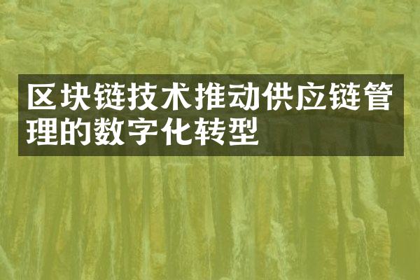 区块链技术推动供应链管理的数字化转型