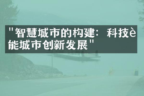 "智慧城市的构建：科技赋能城市创新发展"