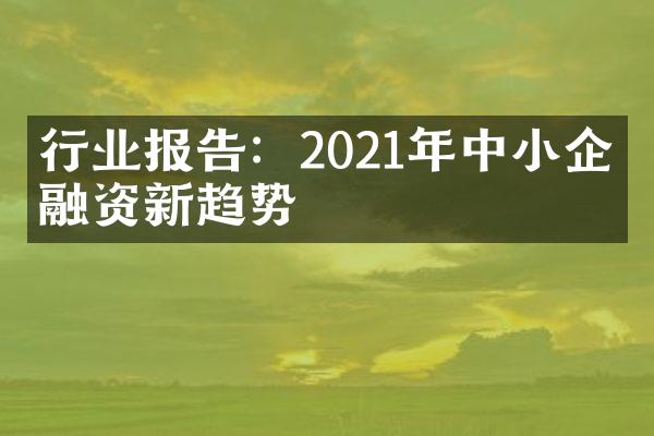 行业报告：2021年中小企业融资新趋势