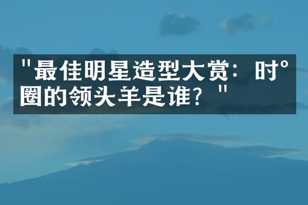 "最佳明星造型大赏：时尚圈的领头羊是谁？"