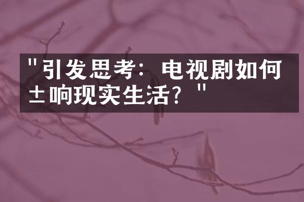 "引发思考：电视剧如何影响现实生活？"