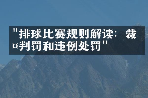 "排球比赛规则解读：裁判判罚和违例处罚"