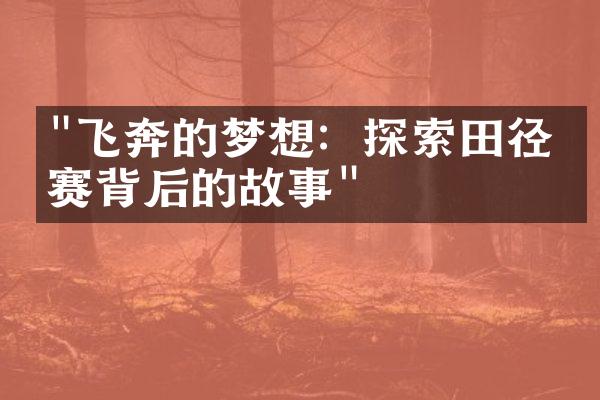 "飞奔的梦想：探索田径比赛背后的故事"