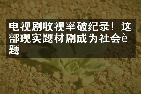 电视剧收视率破纪录！这部现实题材剧成为社会话题