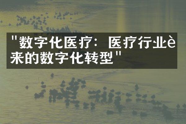 "数字化医疗：医疗行业迎来的数字化转型"