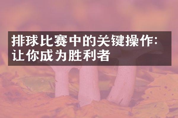 排球比赛中的关键操作：让你成为胜利者