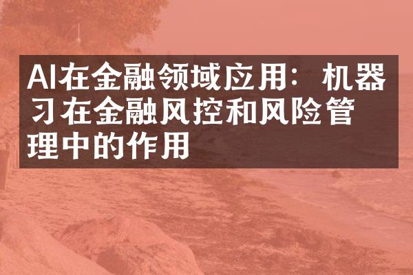 AI在金融领域应用：机器学习在金融风控和风险管理中的作用