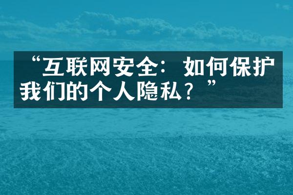 “互联网安全：如何保护我们的个人隐私？”