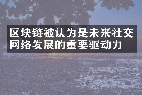 区块链被认为是未来社交网络发展的重要驱动力