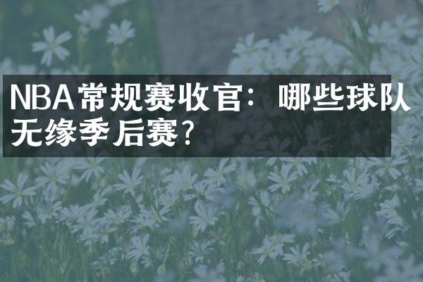 NBA常规赛收官：哪些球队无缘季后赛？