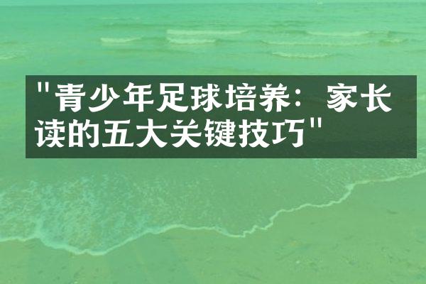 "青少年足球培养：家长必读的五大关键技巧"