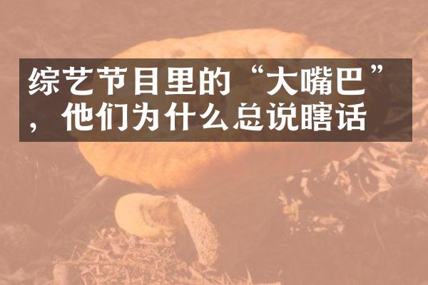 综艺节目里的“大嘴巴”，他们为什么总说瞎话？