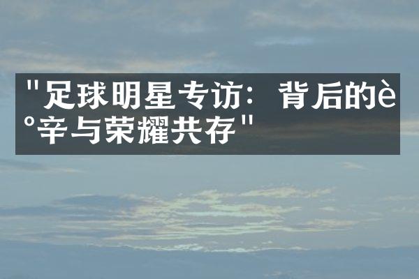 "足球明星专访：背后的艰辛与荣耀共存"