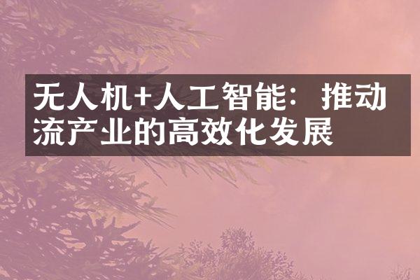 无人机+人工智能：推动物流产业的高效化发展