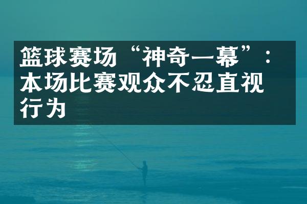 篮球赛场“神奇一幕”：本场比赛观众不忍直视的行为