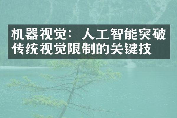 机器视觉：人工智能突破传统视觉限制的关键技术